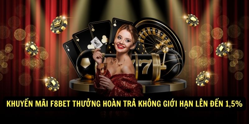 Khuyến Mãi F8bet thưởng hoàn trả không giới hạn lên đến 1,5%