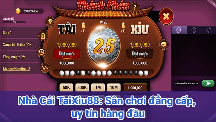 Nhà Cái TaiXiu88: Sân chơi đẳng cấp, uy tín hàng đầu